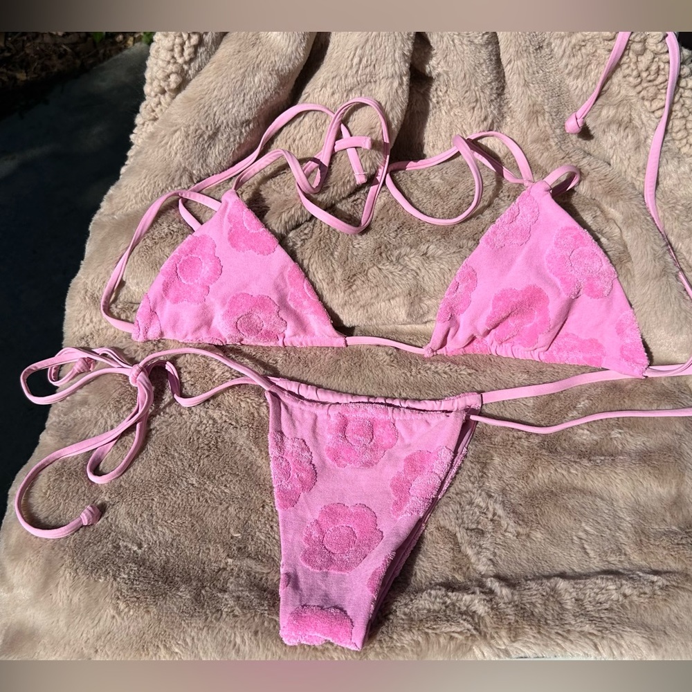 Frankie’s Bikinis, Tia Floral Terry cloth bikini
